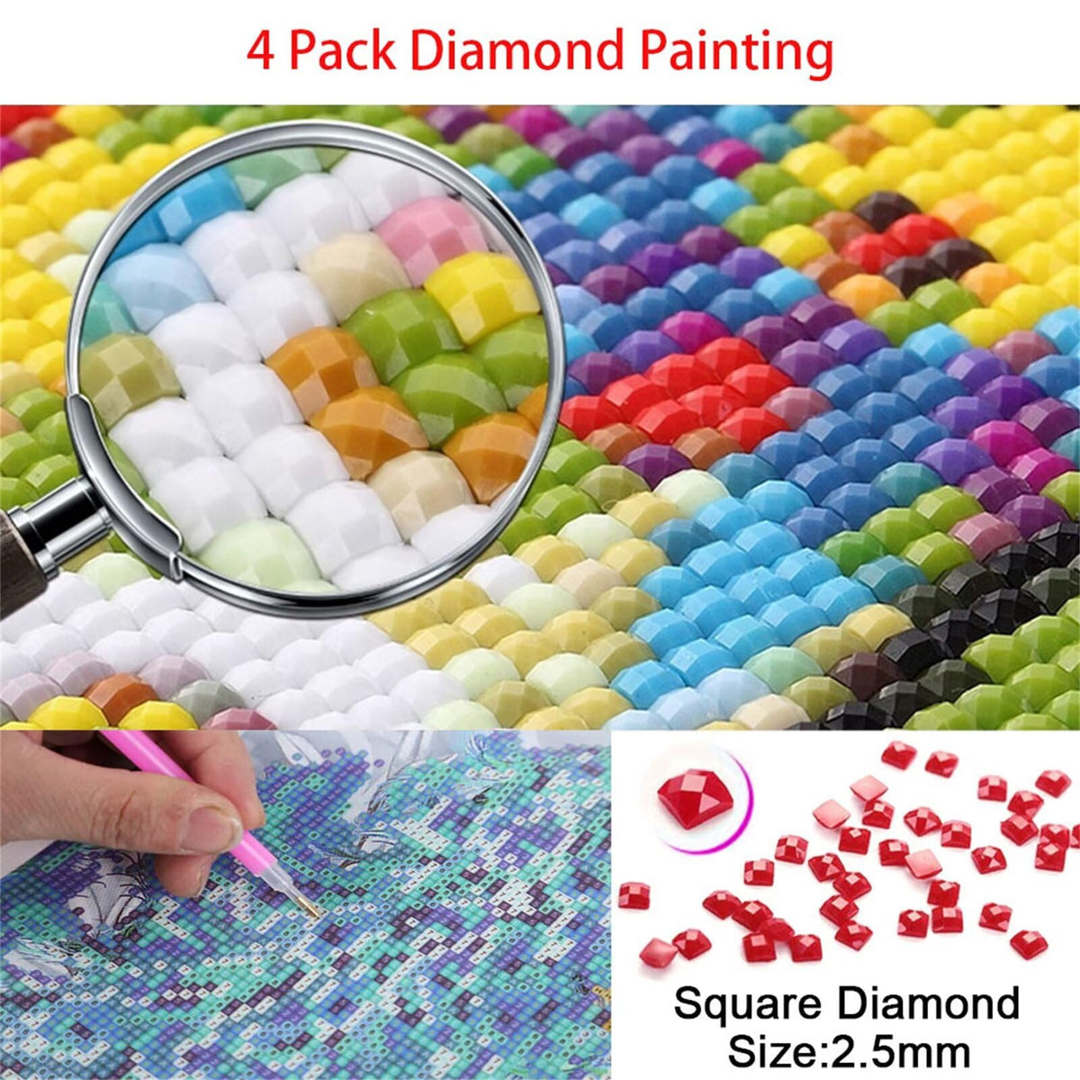 4 Pack Animal Diamond Art Kits for Adults 24x36inch 5D Gem Paint by Numbers Kit for Adults, Full Drill Fox Diamond Painting Kits for Beginners, DIY Wall Art Crystal Painting Craft Kits Gifts O-152y