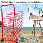 16-Tier Art Drying Rack Trolley Storage Display Stand for Posters Paintings and Crafts - Ideal for Studios Kindergartens Galleries Home Use,43x85x32cm