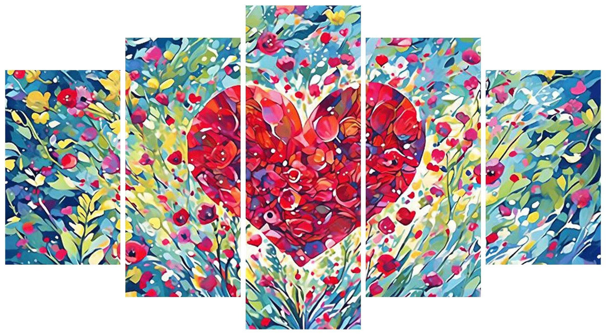 5 Panel Diamond Painting Kits 5D DIY Love Abstract Diamond Art Kits for Adults, Full Drill Round Diamond Dots Crystal Rhinestone Gems Arts and Crafts for Home Wall Decor Gifts 120x78in E-53