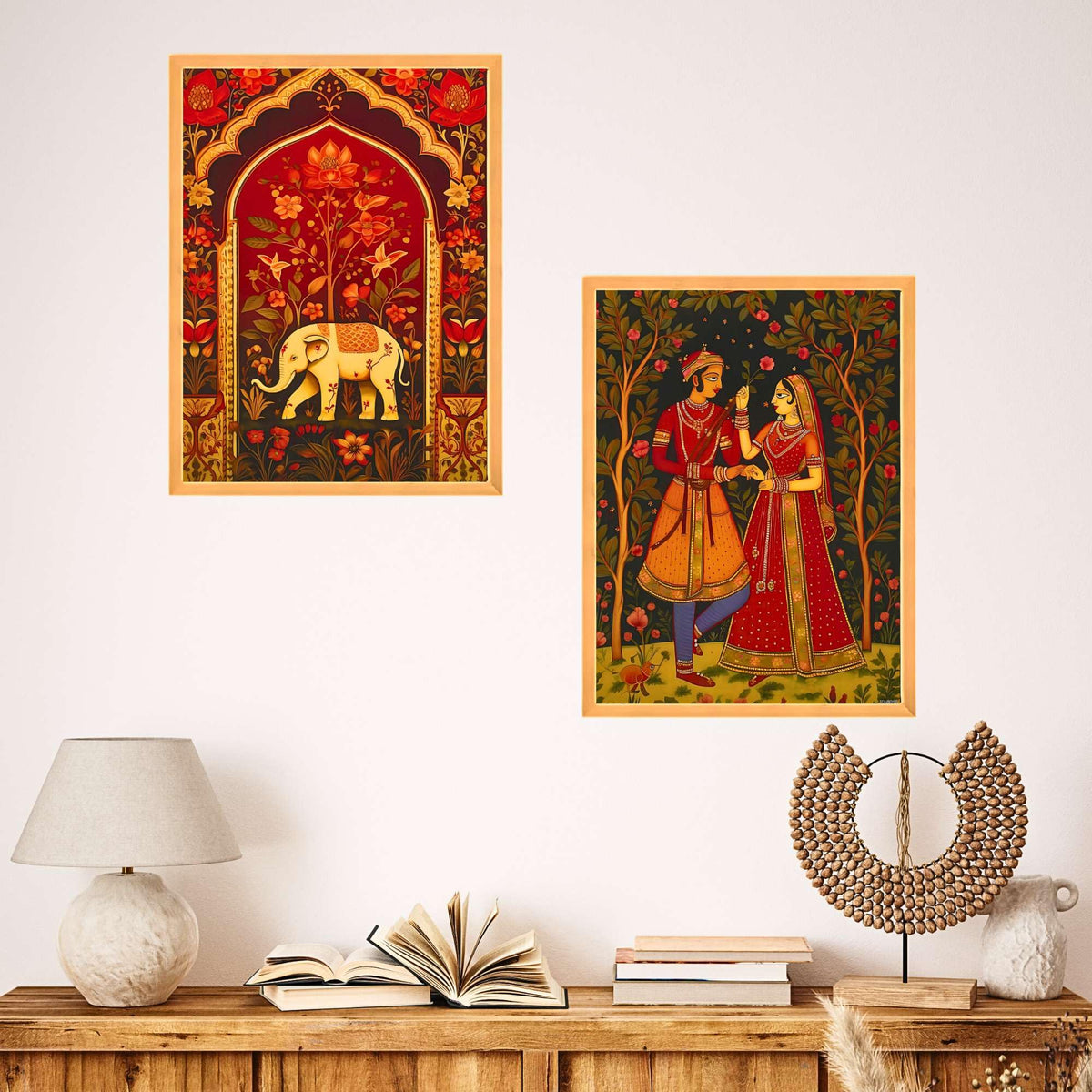Bhavya Craft Emporium Hub Set of Two Wall Paintings for Wall Dacoration Large Framed Wall Paintings for Living Room & Bedroom Wall Art for Home Decoration & Office Wall Decor (18x12 inch CH-WD2-11)