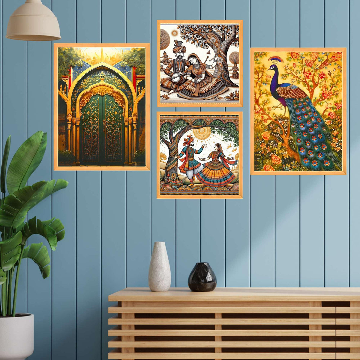 Bhavya Craft Emporium Hub Set of Four Wall Paintings for Wall Decoration Large Framed Wall Paintings for Living Room & Bedroom Wall Art for Home Decoration & Office Wall Decor (13x10 inch CH-WD4-10)