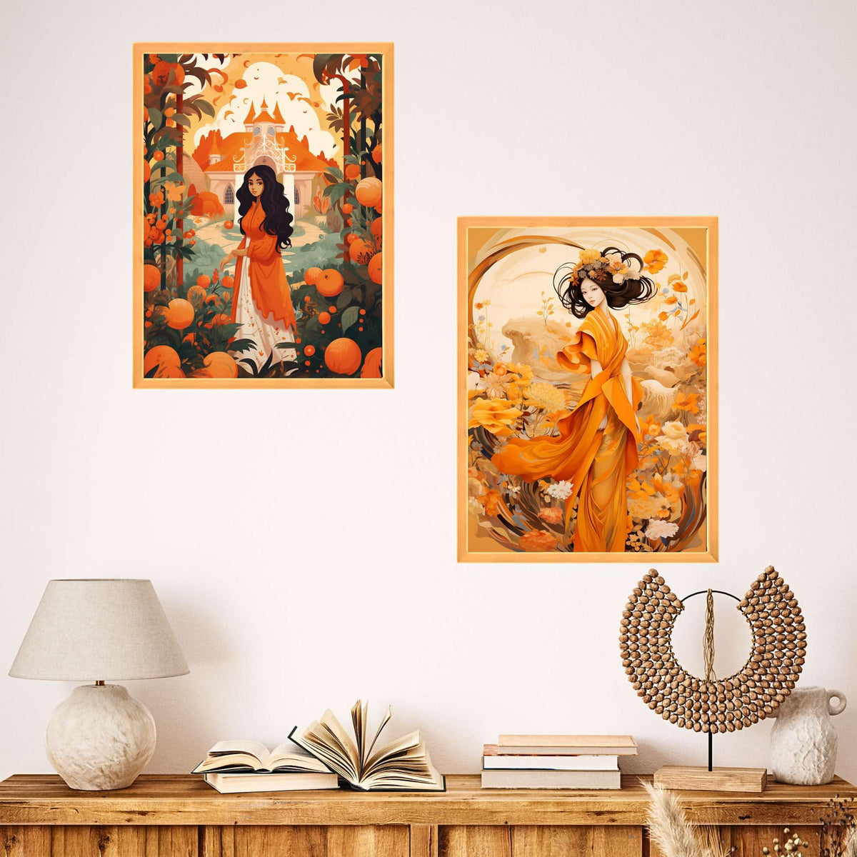 An'Divas Crafts Set of Two Wall Paintings for Wall Dacoration Large Framed Wall Paintings for Living Room & Bedroom Wall Art for Home Decoration & Office Wall Decor (24x18 inch CH-WD2-1)