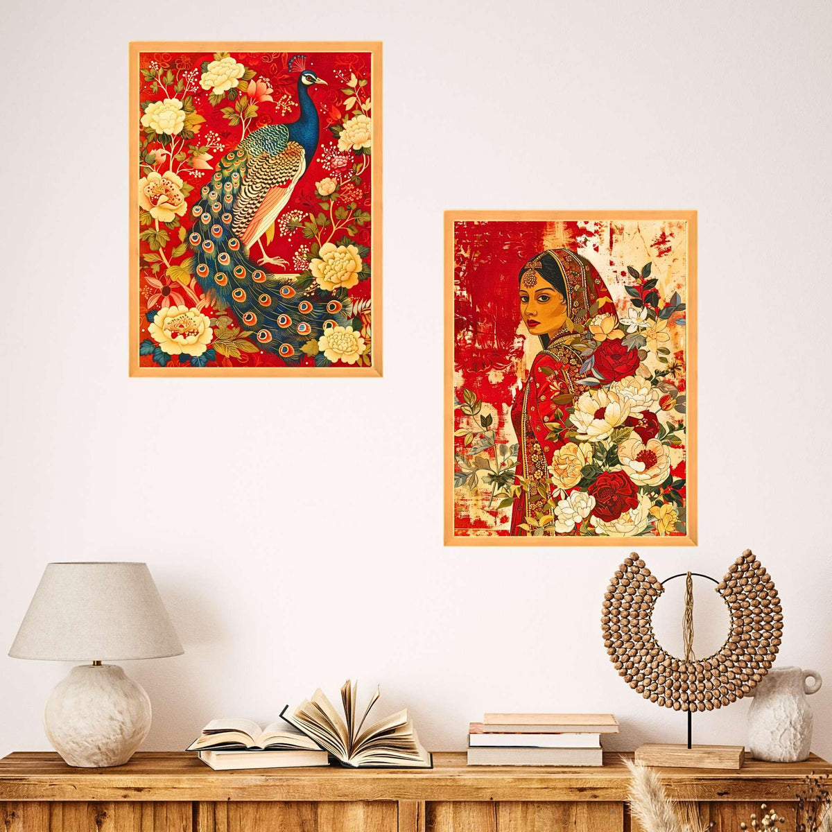 Bhavya Craft Emporium Hub Set of Two Wall Paintings for Wall Dacoration Large Framed Wall Paintings for Living Room & Bedroom Wall Art for Home Decoration & Office Wall Decor (18x12 inch CH-WD2-2)