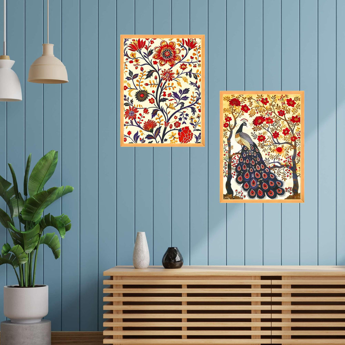 Bhavya Craft Emporium Hub Set of Two Wall Paintings for Wall Dacoration Large Framed Wall Paintings for Living Room & Bedroom Wall Art for Home Decoration & Office Wall Decor (18x12 inch CH-WD2-17)