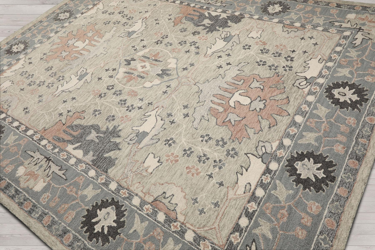 5x8 Rectangular Hand Hooked Handmade Sage Transitional Arts & Crafts Wool Oriental Area Rug Perfect for Living Room, Kitchen, Bedroom, Home Office, Dining Room