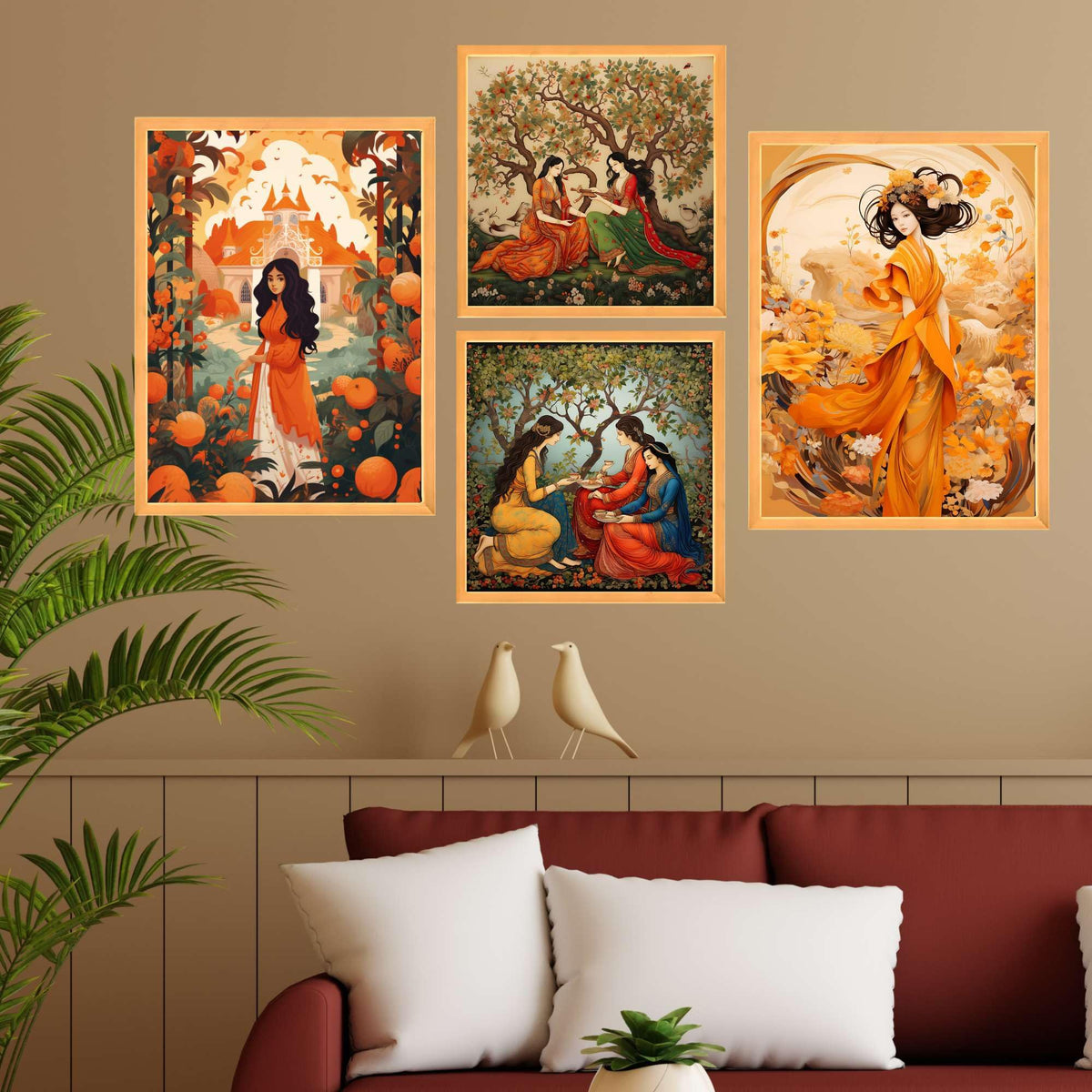 An'Divas Crafts Set of Four Wall Paintings for Wall Dacoration Large Framed Wall Paintings for Living Room & Bedroom Wall Art for Home Decoration & Office Wall Decor (13x10 inch CH-WD4-4)
