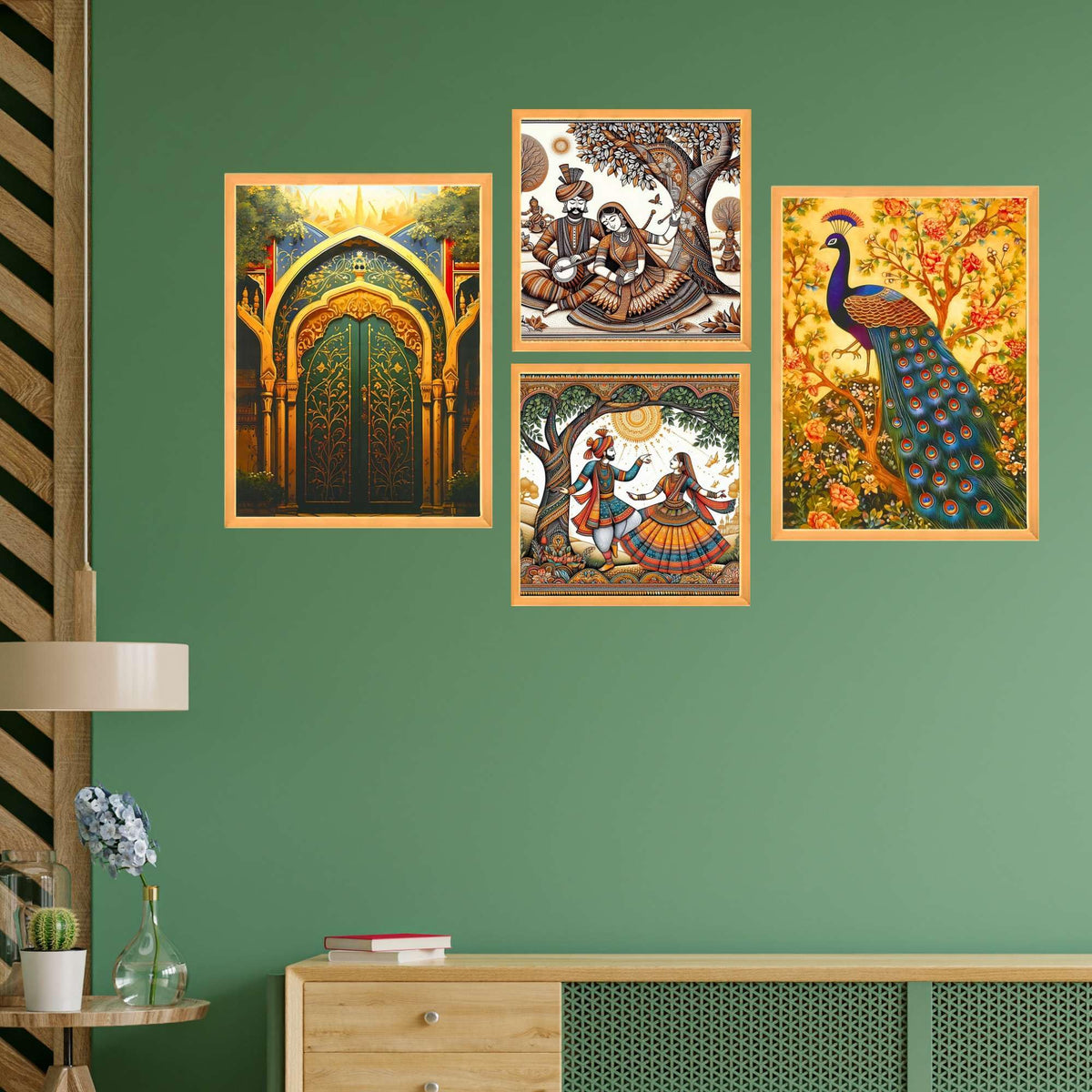 Bhavya Craft Emporium Hub Set of Four Wall Paintings for Wall Decoration Large Framed Wall Paintings for Living Room & Bedroom Wall Art for Home Decoration & Office Wall Decor (13x10 inch CH-WD4-10)
