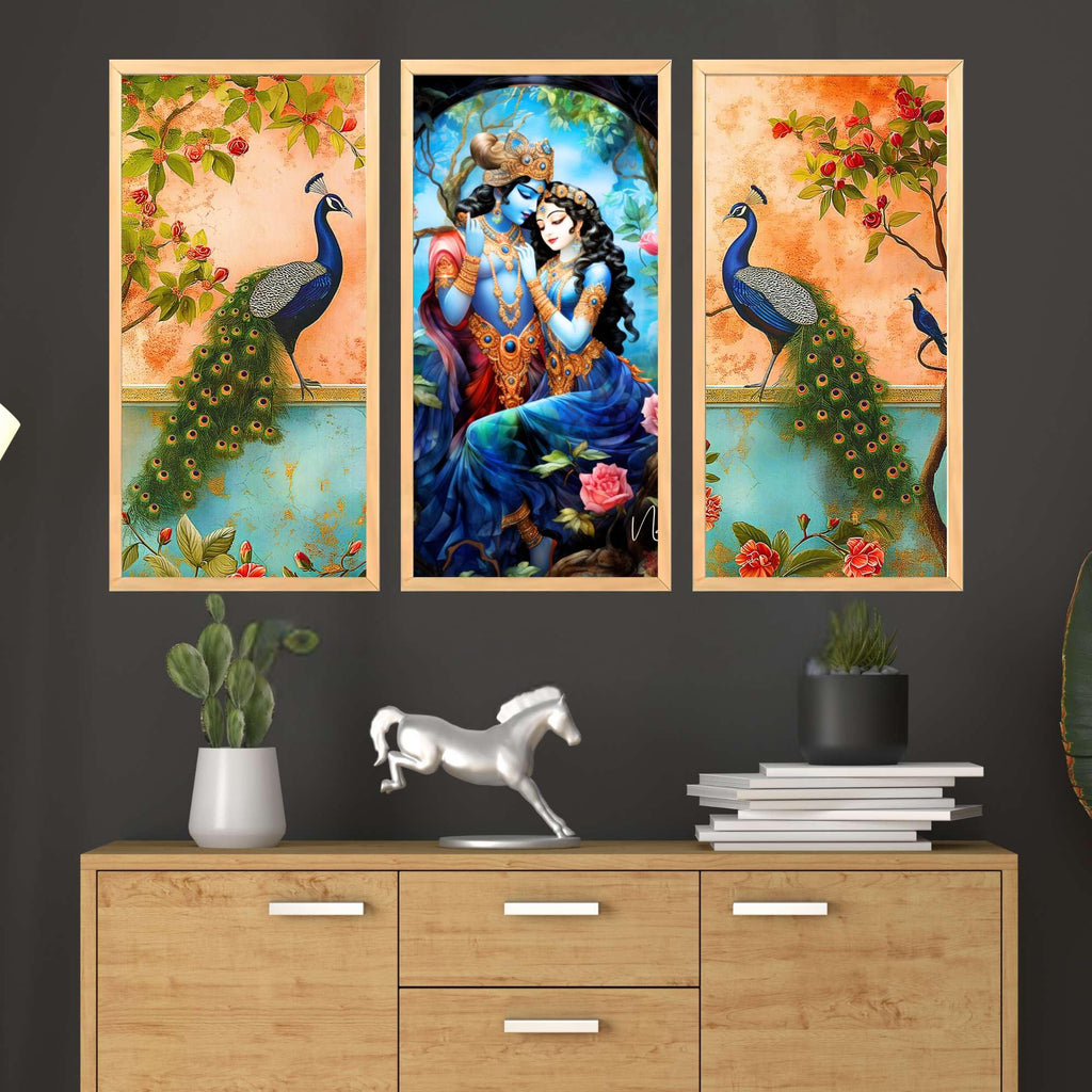 Bhavya Craft Emporium Hub Set of Three Wall Paintings for Wall Decoration Big size Framed Wall Paintings for Living Room & Bedroom Wall Art for Home Decoration & Office Wall Decor (19x10 inch CH-LWD3-2)