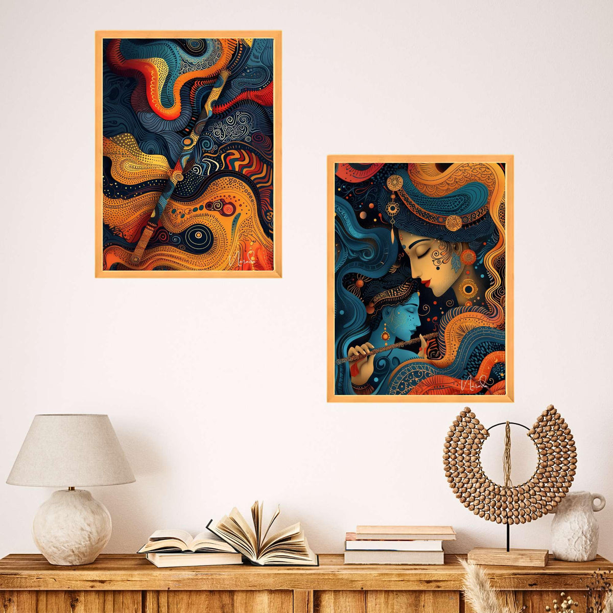 Bhavya Craft Emporium Hub Set of Two Wall Paintings for Wall Dacoration Large Framed Wall Paintings for Living Room & Bedroom Wall Art for Home Decoration & Office Wall Decor (18x12 inch CH-WD2-17)