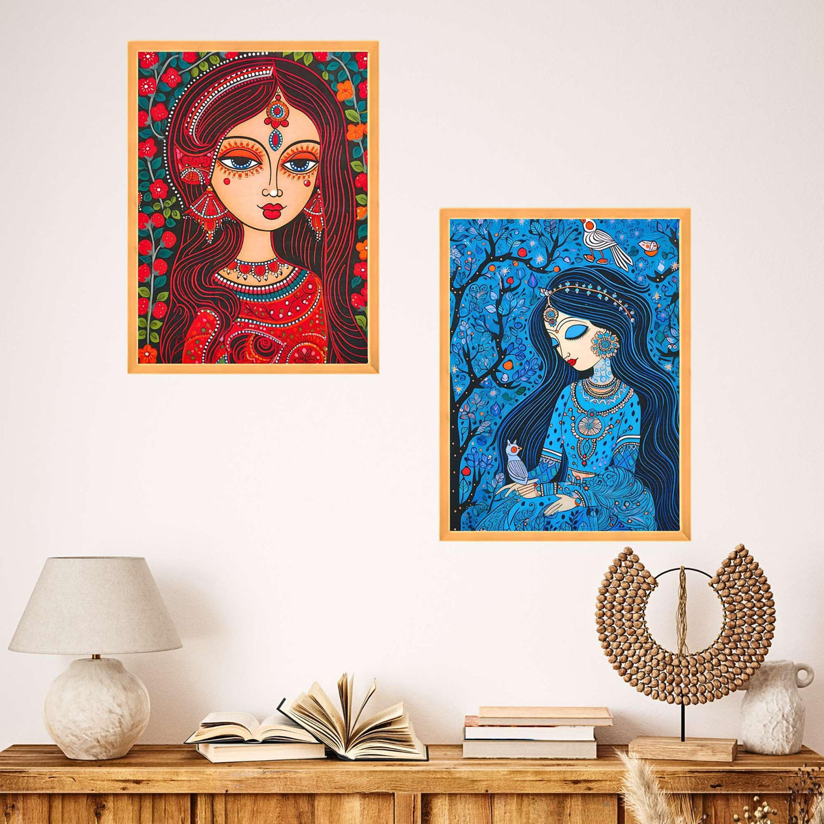 An'Divas Crafts Set of Two Wall Paintings for Wall Dacoration Large Framed Wall Paintings for Living Room & Bedroom Wall Art for Home Decoration & Office Wall Decor (24x18 inch CH-WD2-13)
