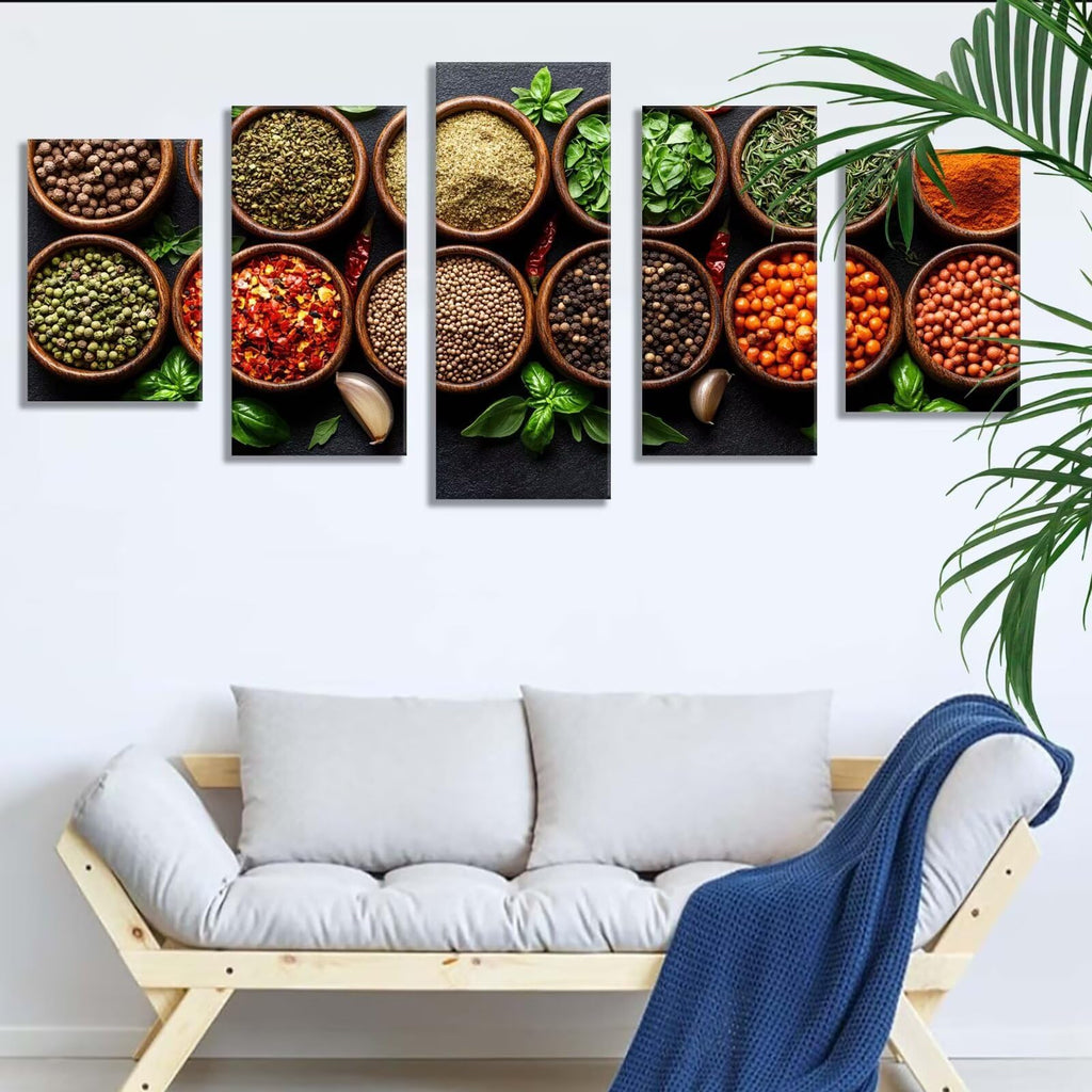5 Pack Diamond Painting Kits Kitchen Seasoning Large Diamond Painting Kits for Adults, Crystal Gems Arts and Crafts, DIY Full Drill Embroidery Paintings for Home Wall Decor 250x150cm/100x60in q-3606