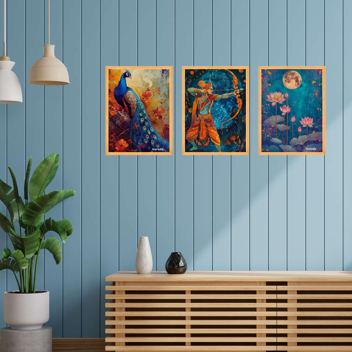 Bhavya Craft Emporium Hub Set of Three Wall Paintings for Wall Decoration Large Framed Wall Paintings for Living Room & Bedroom Wall Art for Home Decoration & Office Wall Decor (18x12 inch CH-WD3-11)