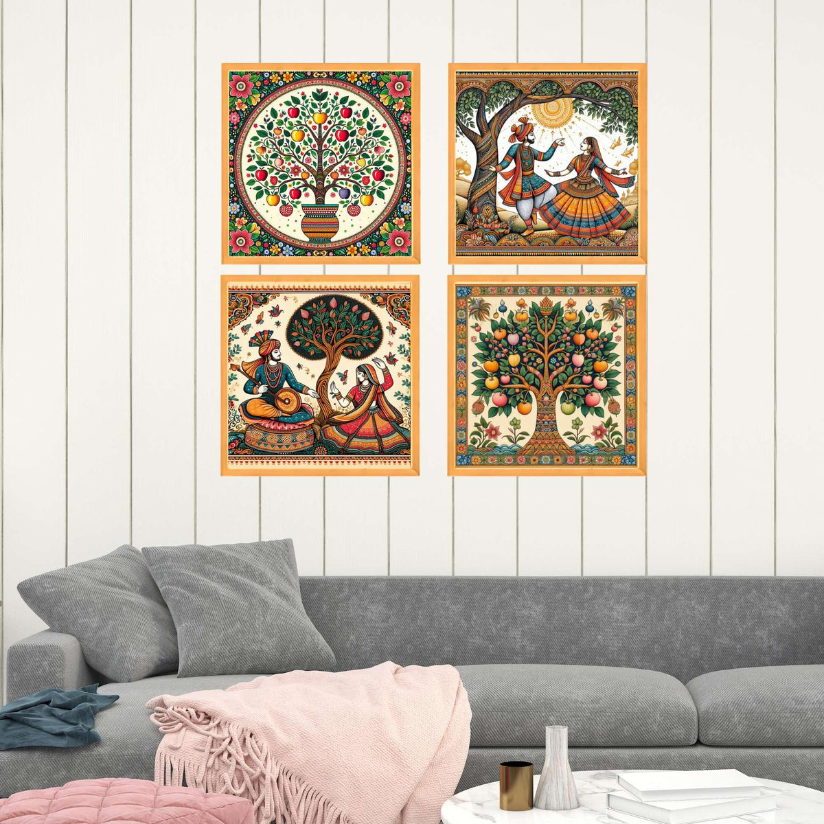 Bhavya Craft Emporium Hub Set of Four Wall Paintings for Wall Dacoration Large Framed Wall Paintings for Living Room & Bedroom Wall Art for Home Decoration & Office Wall Decor (13x10 inch CH-WD4-18)