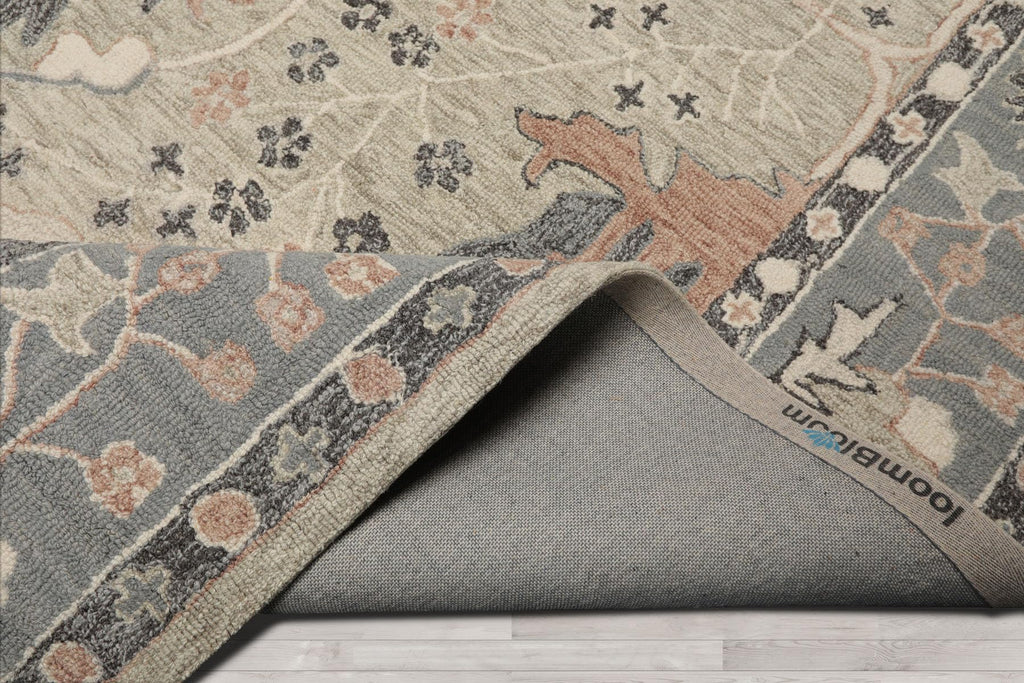 5x8 Rectangular Hand Hooked Handmade Sage Transitional Arts & Crafts Wool Oriental Area Rug Perfect for Living Room, Kitchen, Bedroom, Home Office, Dining Room