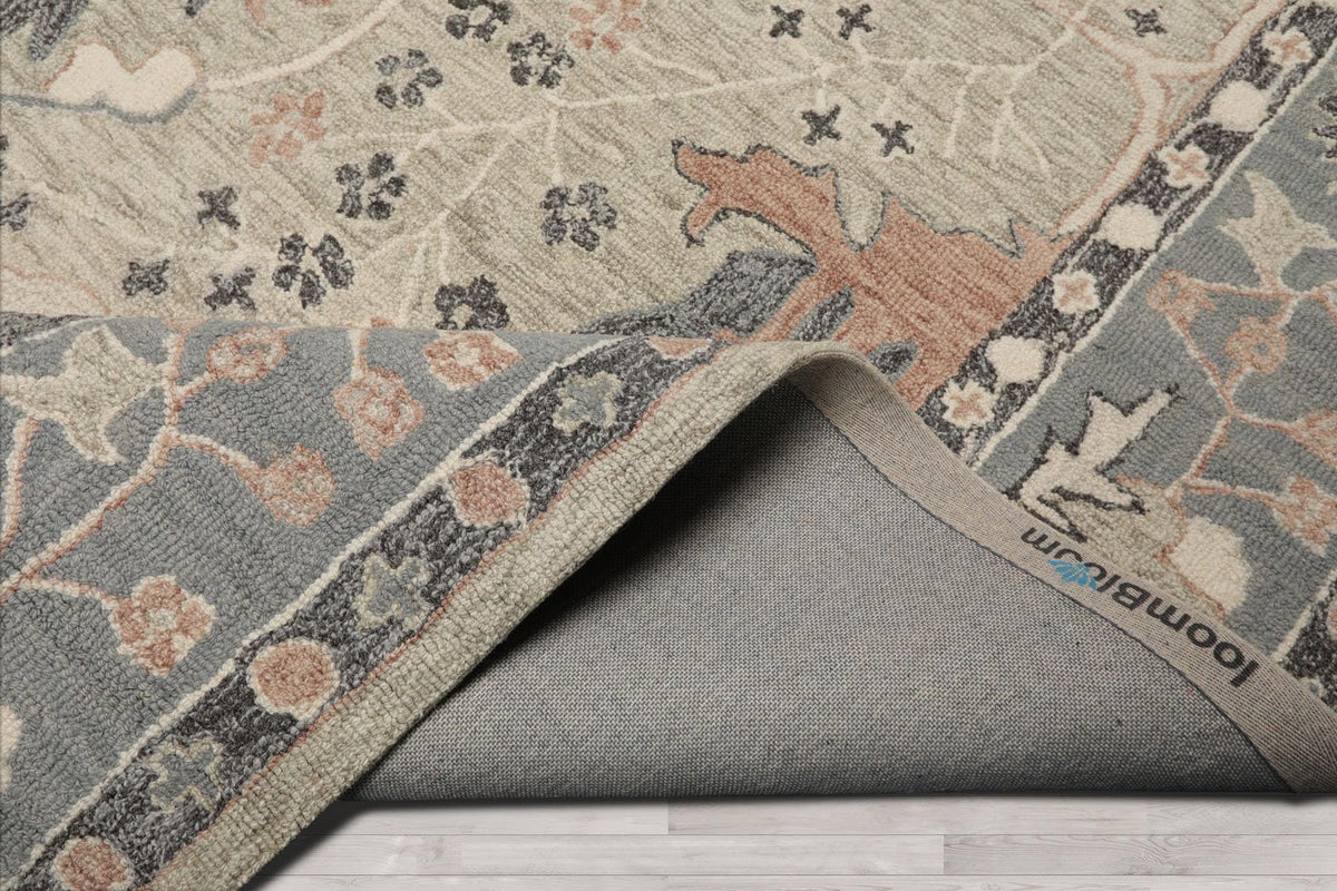 5x8 Rectangular Hand Hooked Handmade Sage Transitional Arts & Crafts Wool Oriental Area Rug Perfect for Living Room, Kitchen, Bedroom, Home Office, Dining Room