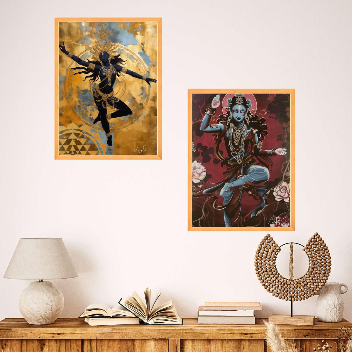 Bhavya Craft Emporium Hub Set of Two Wall Paintings for Wall Dacoration Large Framed Wall Paintings for Living Room & Bedroom Wall Art for Home Decoration & Office Wall Decor (18x12 inch CH-WD2-17)