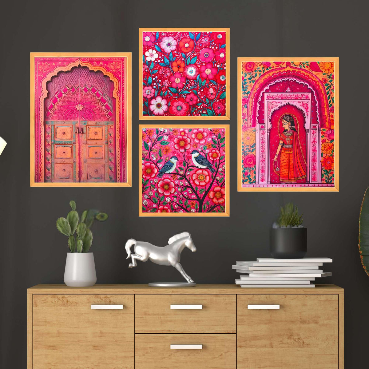 Bhavya Craft Emporium Hub Set of Four Wall Paintings for Wall Dacoration Large Framed Wall Paintings for Living Room & Bedroom Wall Art for Home Decoration & Office Wall Decor (13x10 inch CH-WD4-9)