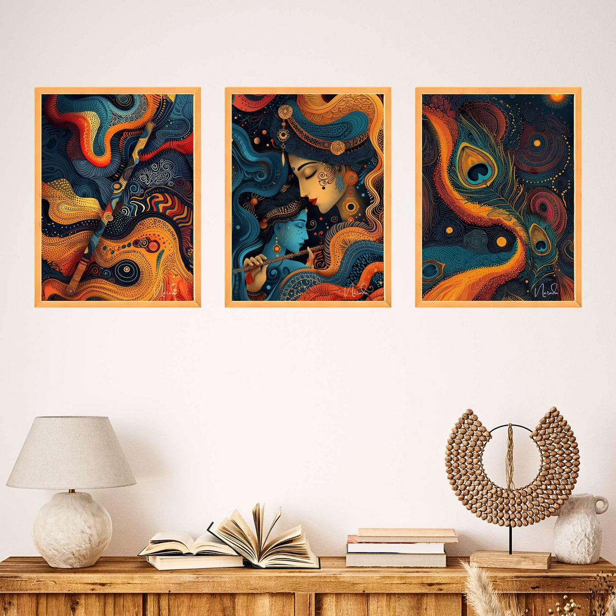 Bhavya Craft Emporium Hub Set of Three Wall Paintings for Wall Dacoration Large Framed Wall Paintings for Living Room & Bedroom Wall Art for Home Decoration & Office Wall Decor (24x18 inch CH-WD3-5)