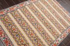 4'x5'9'' Hand Knotted Wool Arts & Craft Oriental Area Rug Beige, Blue