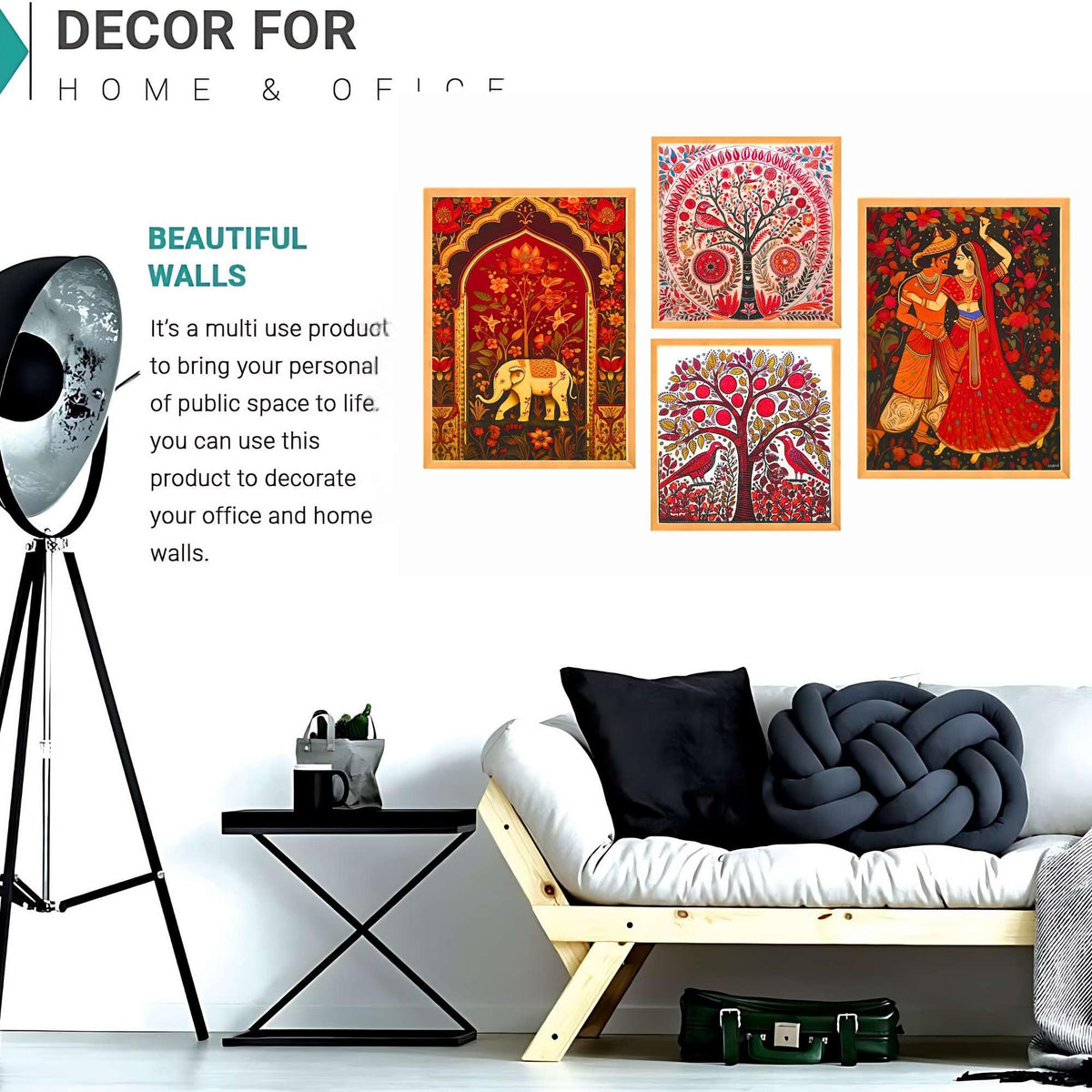 Bhavya Craft Emporium Hub Set of Four Wall Paintings for Wall Decoration Large Framed Wall Paintings for Living Room & Bedroom Wall Art for Home Decoration & Office Wall Decor (13x10 inch CH-WD4-5)