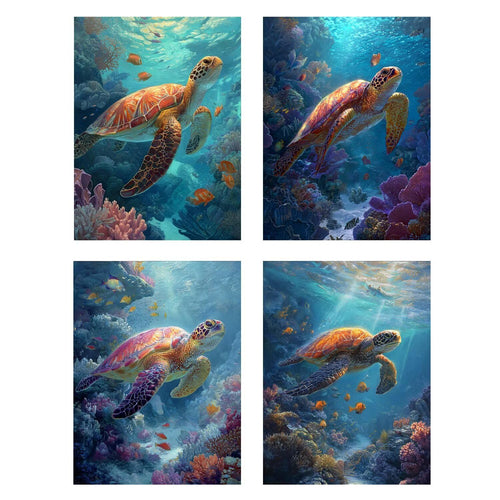 4 Pack Animal Diamond Art Kits 24x36inch Diamond Painting Seaturtle, Full Square Drill Gem Art Painting Kits DIY Crystal Embroidery Cross Stitch Arts and Crafts for Girls 8-12, Home Decor Gifts O-145y