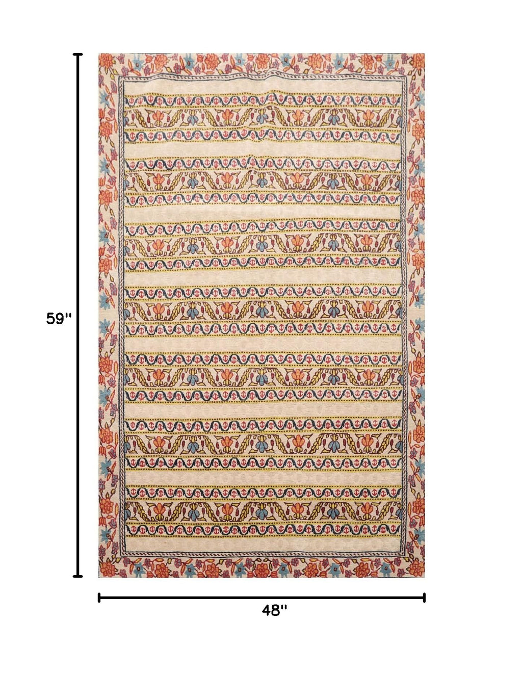 4'x5'9'' Hand Knotted Wool Arts & Craft Oriental Area Rug Beige, Blue
