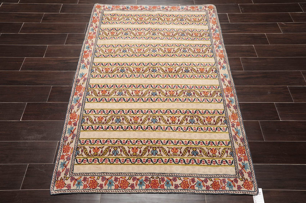 4'x5'9'' Hand Knotted Wool Arts & Craft Oriental Area Rug Beige, Blue