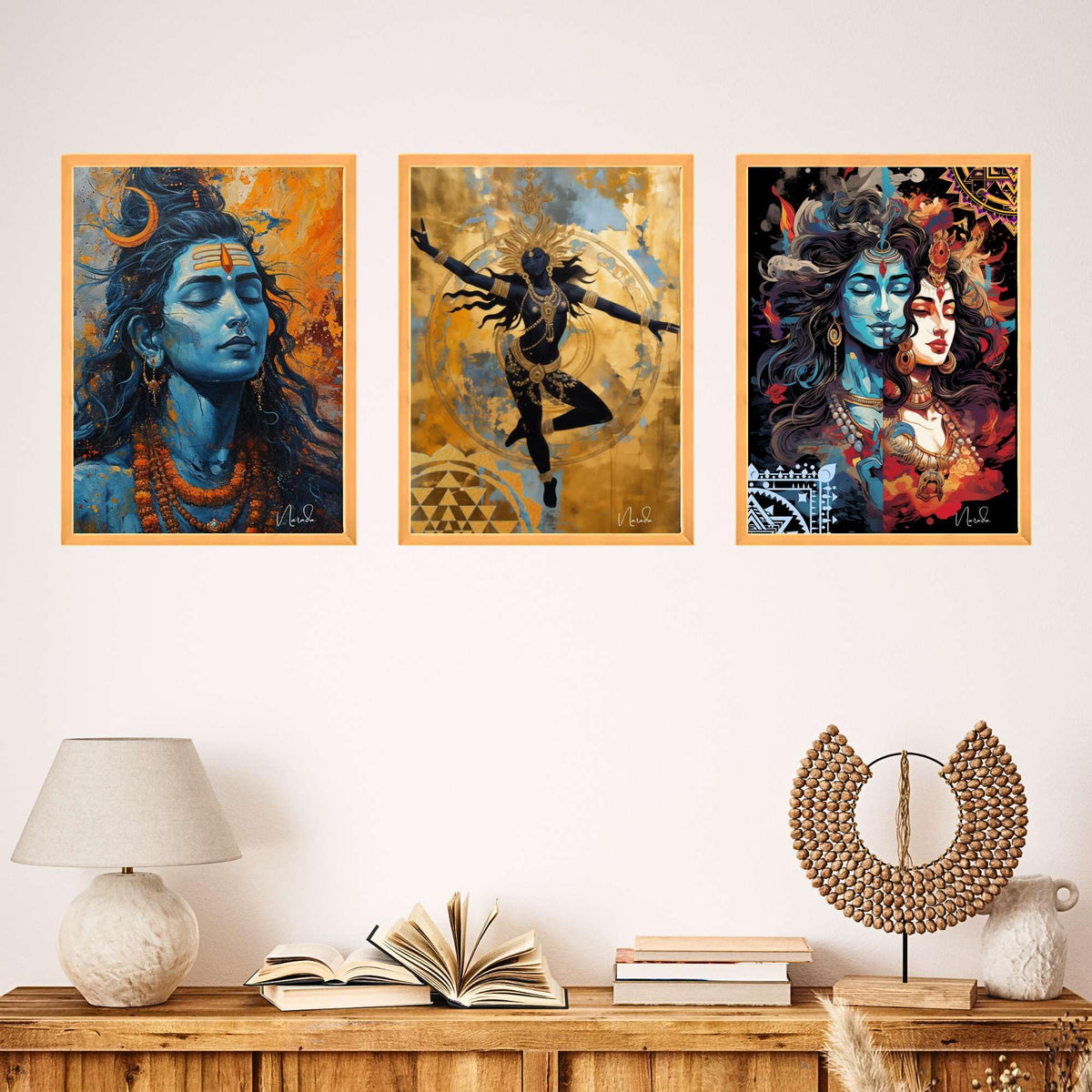 Bhavya Craft Emporium Hub Set of Three Wall Paintings for Wall Dacoration Large Framed Wall Paintings for Living Room & Bedroom Wall Art for Home Decoration & Office Wall Decor (24x18 inch CH-WD3-3)