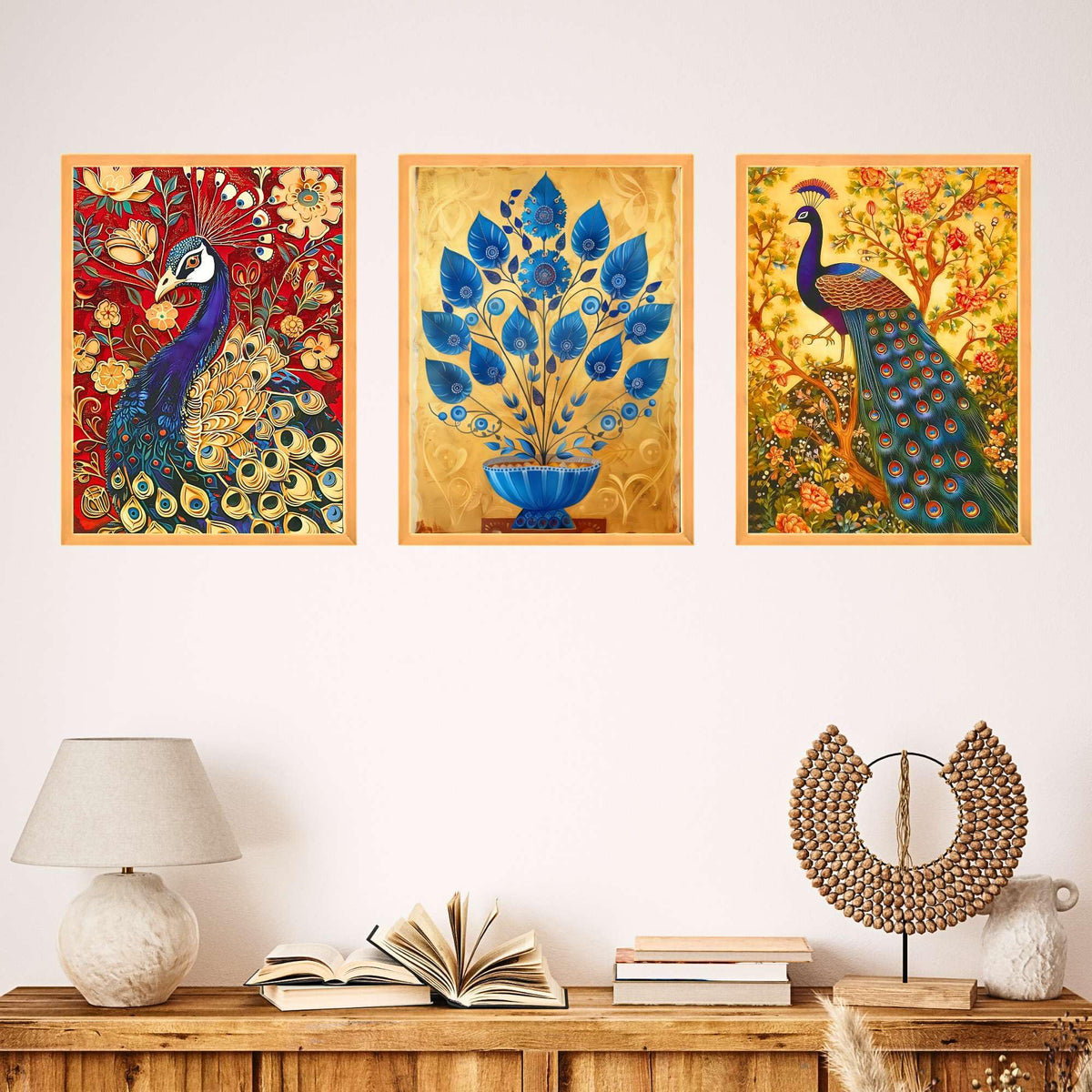 Bhavya Craft Emporium Hub Set of Three Wall Paintings for Wall Dacoration Large Framed Wall Paintings for Living Room & Bedroom Wall Art for Home Decoration & Office Wall Decor (24x18 inch CH-WD3-16)