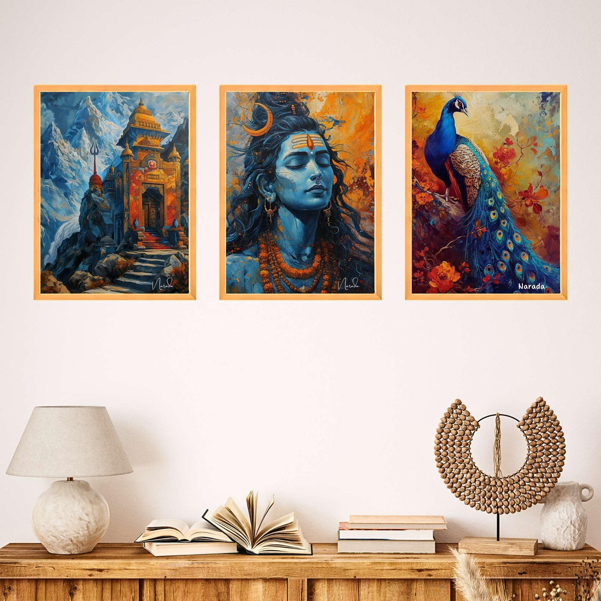 Bhavya Craft Emporium Hub Set of Three Wall Paintings for Wall Dacoration Large Framed Wall Paintings for Living Room & Bedroom Wall Art for Home Decoration & Office Wall Decor (24x18 inch CH-WD3-8)