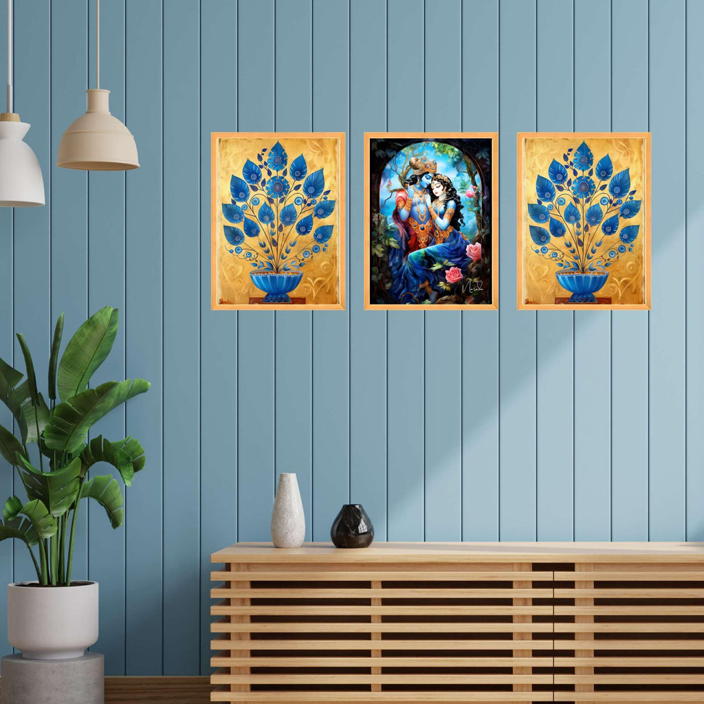 An'Divas Crafts Set of Three Wall Paintings for Wall Decoration Large Framed Wall Paintings for Living Room & Bedroom Wall Art for Home Decoration & Office Wall Decor (24x18 inch CH-WD3-9)