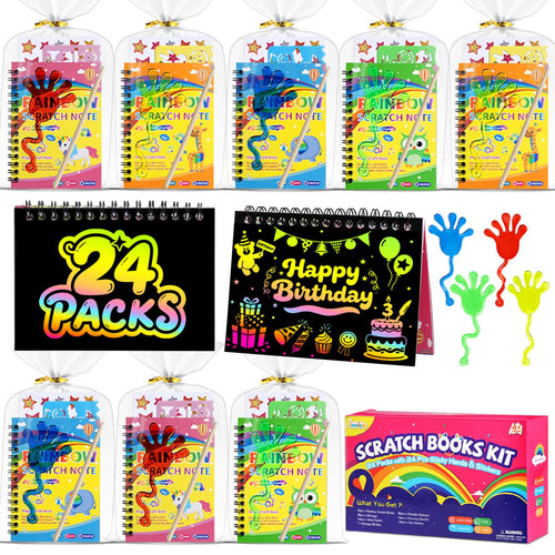 24 Packs Scratch Art Notebook+Sticky Hands+Stickers+Dragon Lamp Craft Kit