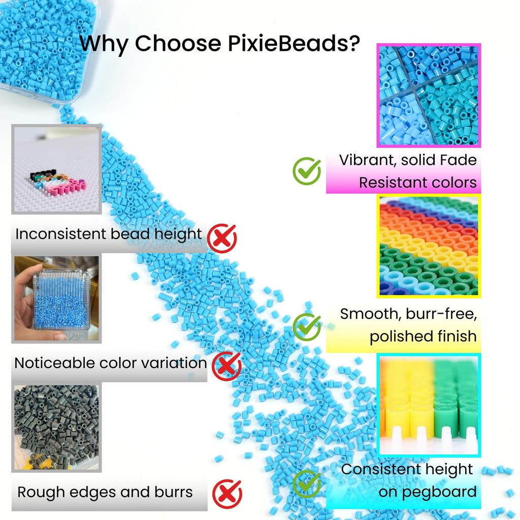 120,000 2.6mm Fuse Beads Kit, 120 Colors PixieBeads 131 pcs with Storage, Pegboards, Iron, Tweezers, Trays, Bead Pen, Mats, Pixel Art Craft Kits for Adults, Teens (All in One)
