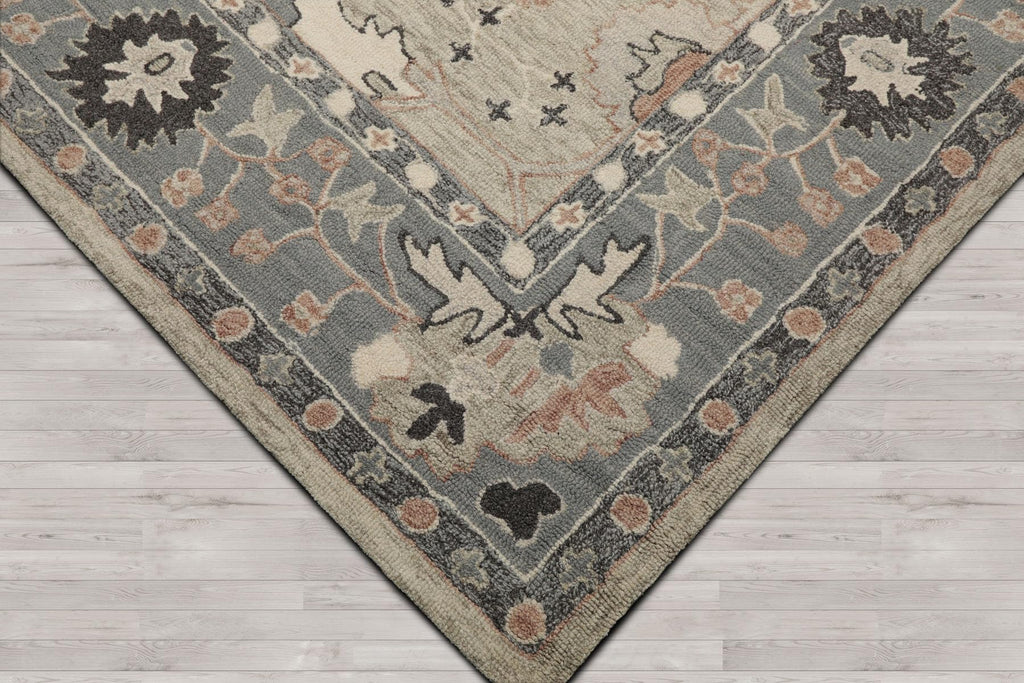 5x8 Rectangular Hand Hooked Handmade Sage Transitional Arts & Crafts Wool Oriental Area Rug Perfect for Living Room, Kitchen, Bedroom, Home Office, Dining Room