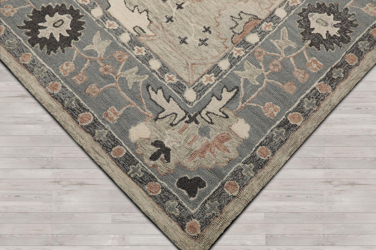 5x8 Rectangular Hand Hooked Handmade Sage Transitional Arts & Crafts Wool Oriental Area Rug Perfect for Living Room, Kitchen, Bedroom, Home Office, Dining Room