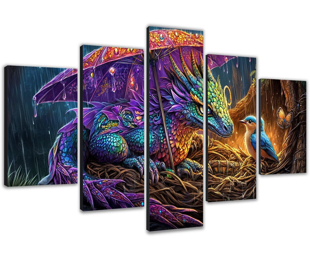 Diamond Painting Kit Bird Diamond Art Kits for Adults Dragon Full Drill Diamond Dots Crystal Rhinestone Gems Arts and Crafts for Home Wall Decor Gifts for Women Teenage Girls 59x118in 5 Panel 0b-788