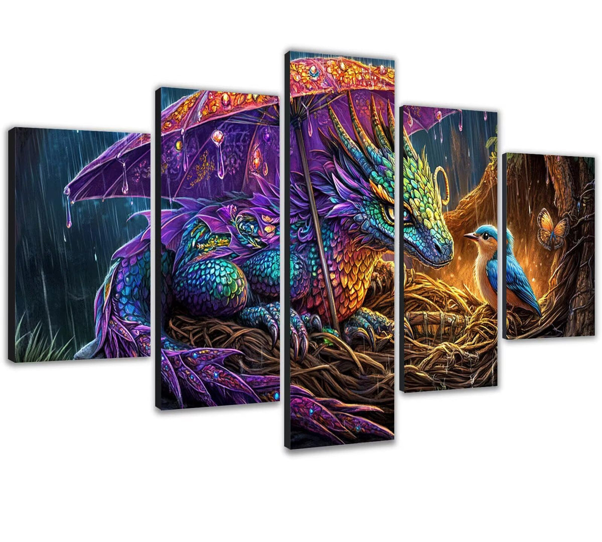 Diamond Painting Kit Bird Diamond Art Kits for Adults Dragon Full Drill Diamond Dots Crystal Rhinestone Gems Arts and Crafts for Home Wall Decor Gifts for Women Teenage Girls 59x118in 5 Panel 0b-788