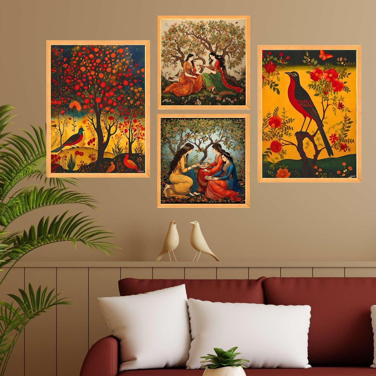 An'Divas Crafts Set of Four Wall Paintings for Wall Dacoration Large Framed Wall Paintings for Living Room & Bedroom Wall Art for Home Decoration & Office Wall Decor (13x10 inch CH-WD4-14)
