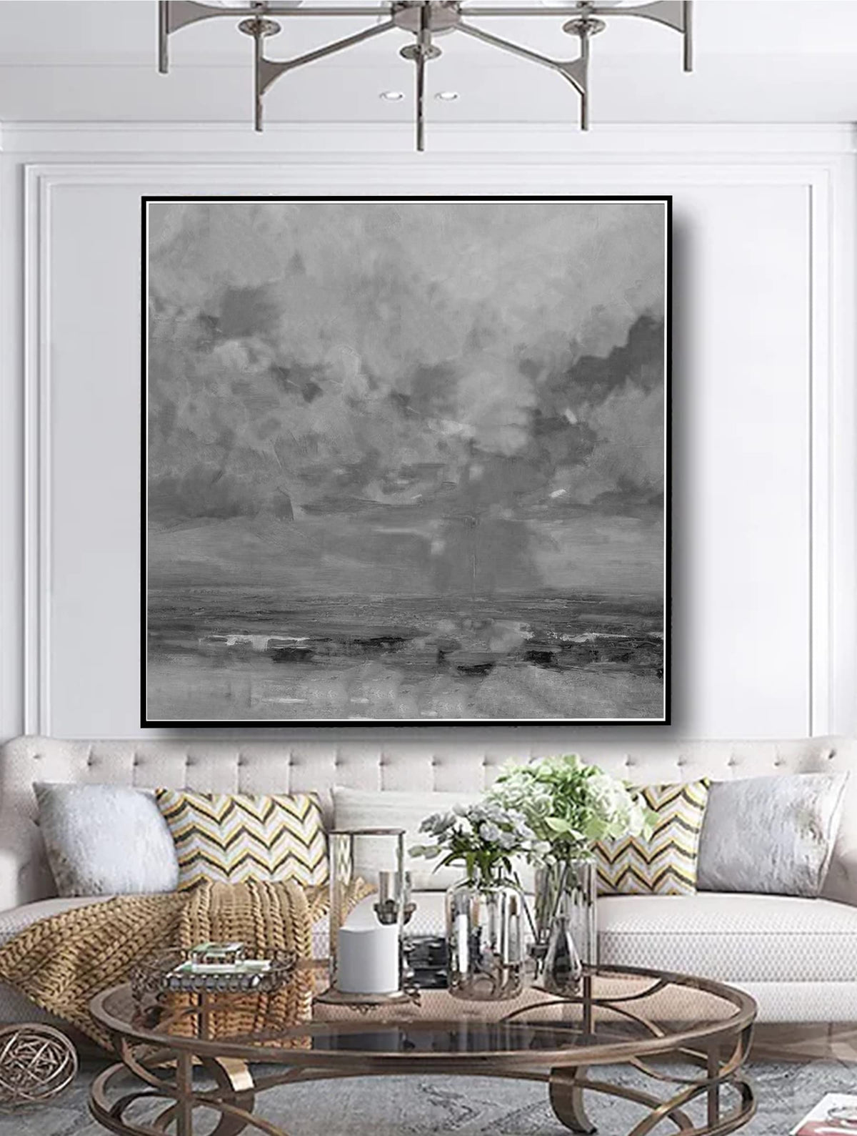 Abstract Black And White Thick Texture Canvas Wall Art Hand Painted Oil Painting Wall Decor Acrylic Canvas Craft For Home Decor 40x40 inches