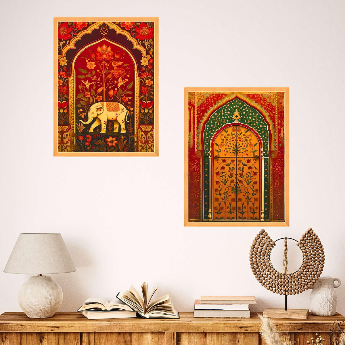 Bhavya Craft Emporium Hub Set of Two Wall Paintings for Wall Dacoration Large Framed Wall Paintings for Living Room & Bedroom Wall Art for Home Decoration & Office Wall Decor (18x12 inch CH-WD2-12)