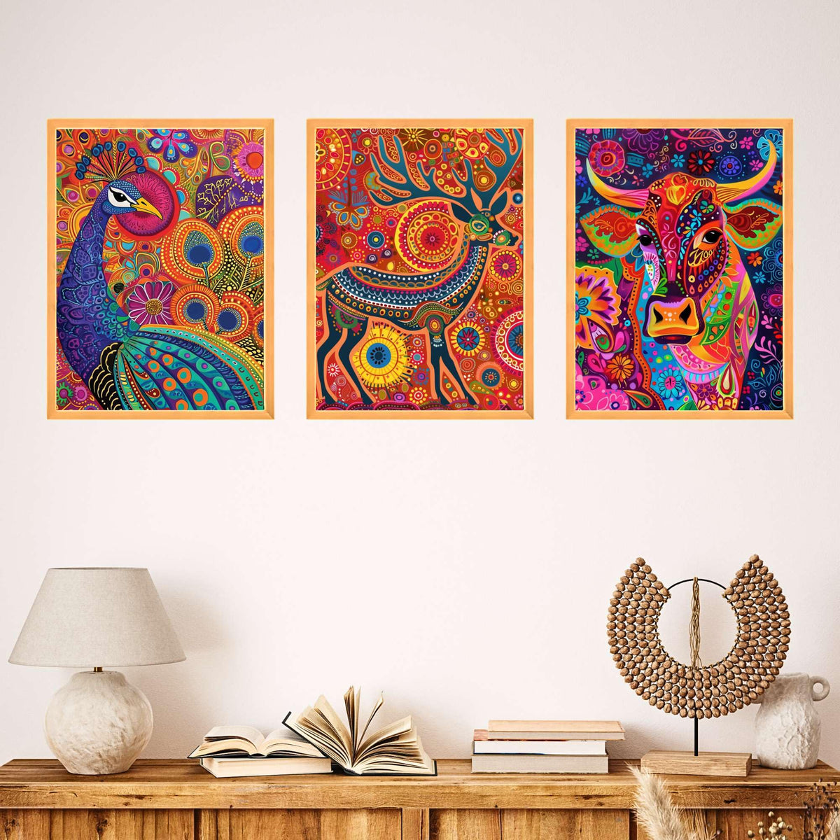 Bhavya Craft Emporium Hub Set of Three Wall Paintings for Wall Decoration Large Framed Wall Paintings for Living Room & Bedroom Wall Art for Home Decoration & Office Wall Decor (18x12 inch CH-WD3-7)