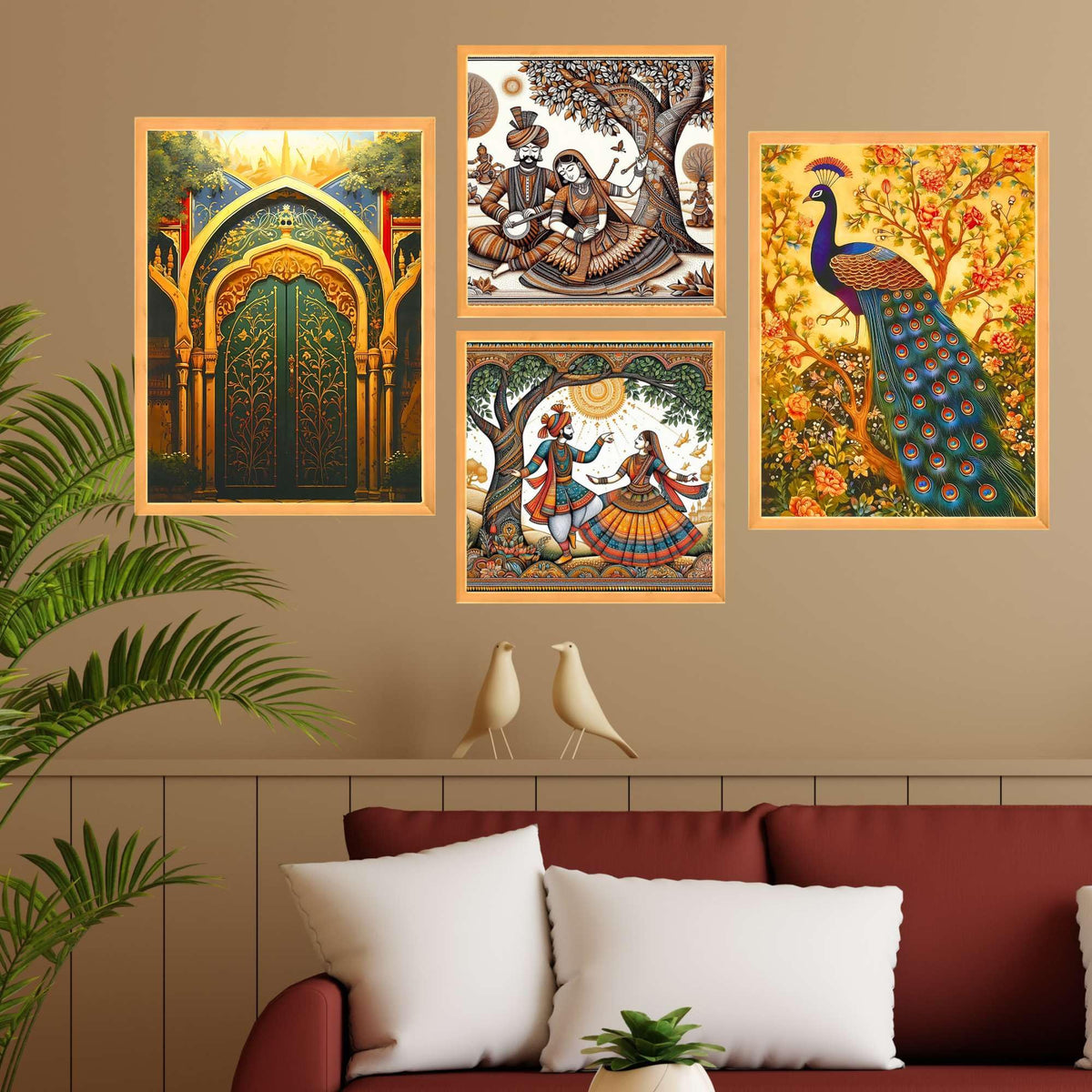 Bhavya Craft Emporium Hub Set of Four Wall Paintings for Wall Decoration Large Framed Wall Paintings for Living Room & Bedroom Wall Art for Home Decoration & Office Wall Decor (13x10 inch CH-WD4-10)