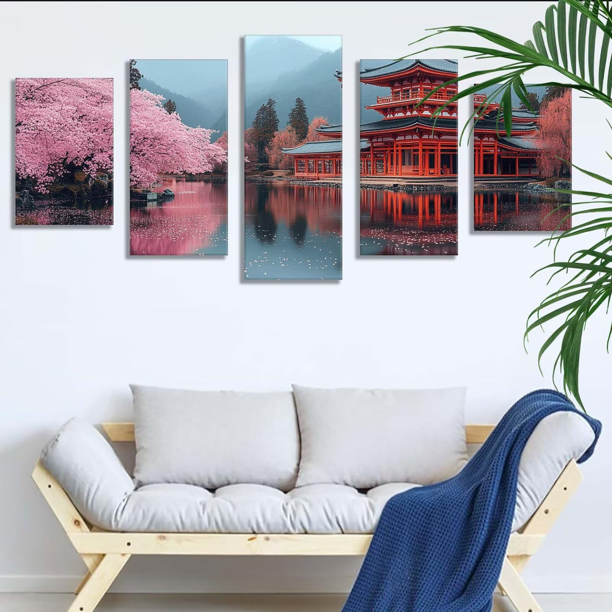 5 Pack Diamond Painting Kits Lake Cherry Blossoms Large Diamond Painting Kits for Adults, Crystal Gems Arts and Crafts, DIY Full Drill Embroidery Paintings, for Home Decor 250x150cm/100x60in q-4090