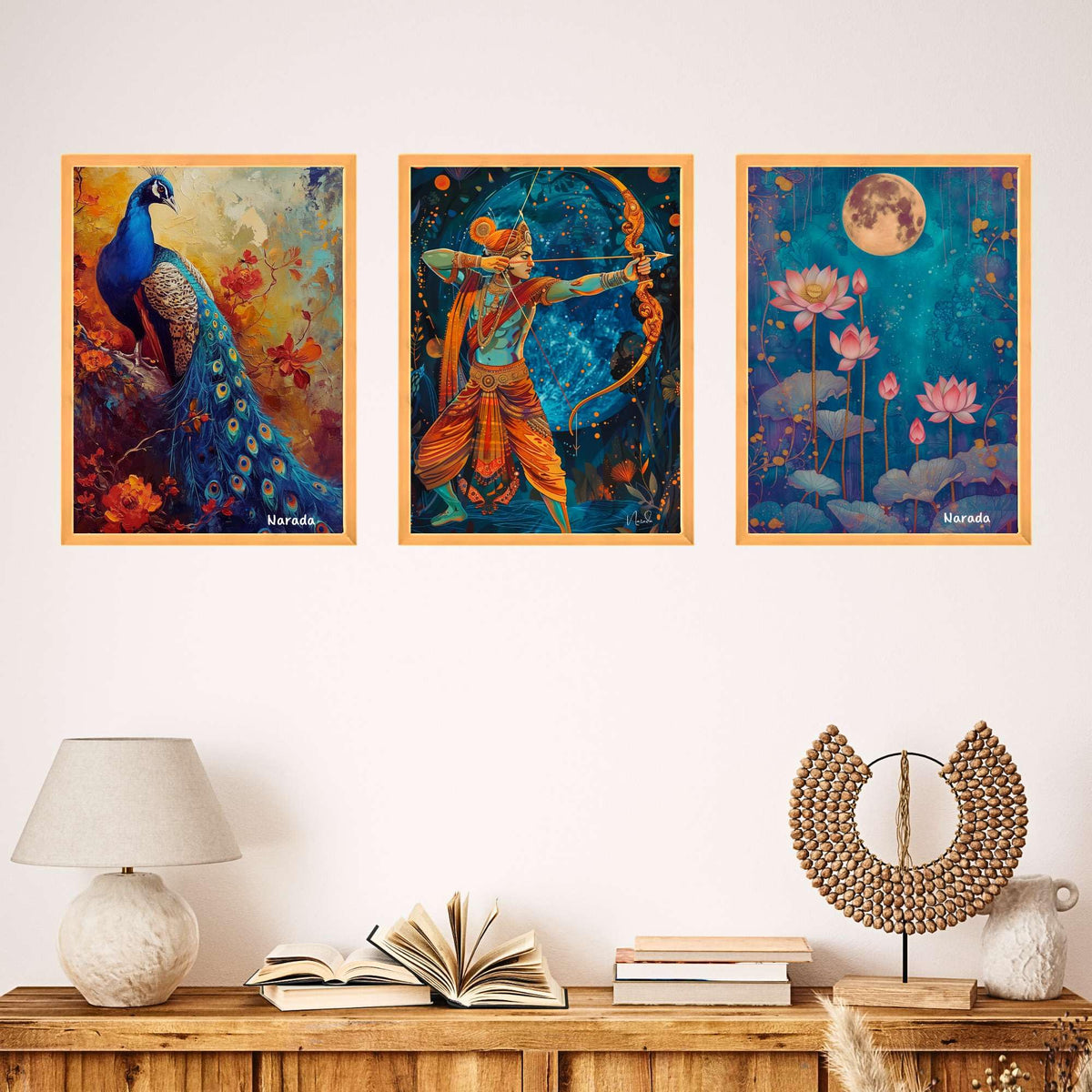 Bhavya Craft Emporium Hub Set of Three Wall Paintings for Wall Decoration Large Framed Wall Paintings for Living Room & Bedroom Wall Art for Home Decoration & Office Wall Decor (18x12 inch CH-WD3-11)