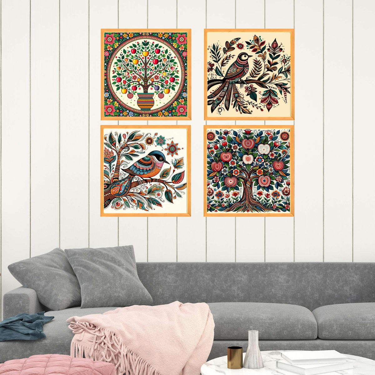 An'Divas Crafts Set of Four Wall Paintings for Wall Dacoration Large Framed Wall Paintings for Living Room & Bedroom Wall Art for Home Decoration & Office Wall Decor (13x10 inch CH-WD4-17)