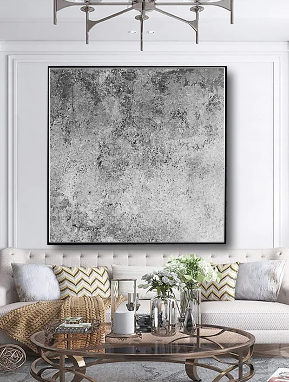 Abstract Black And White Thick Texture Canvas Wall Art Hand Painted Oil Painting Wall Decor Acrylic Canvas Craft For Home Decor 40x40 inches